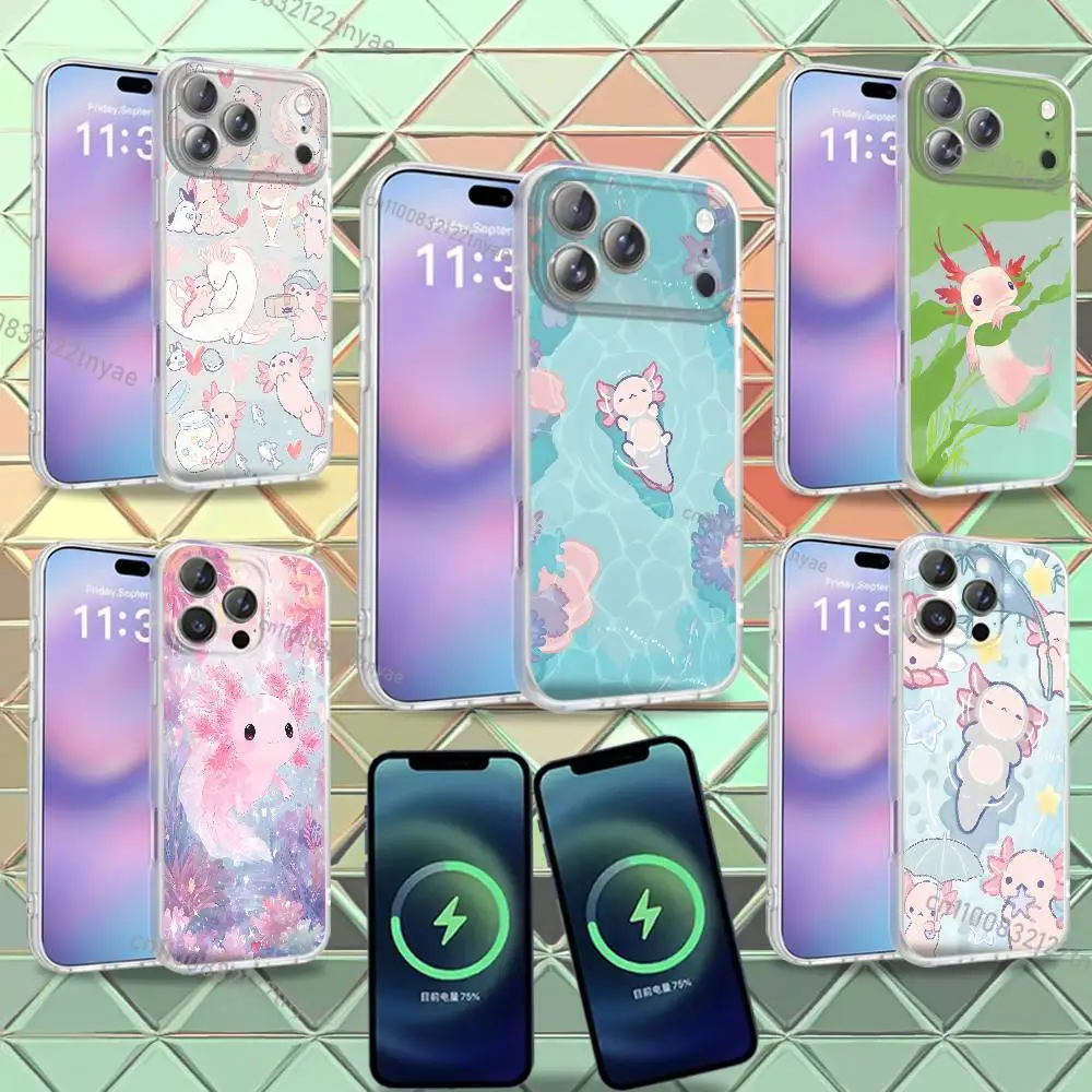 Cartoon axolotl cute For iPhone 17,12,11,14,13,15,16,Plus,Air,Pro,Max,E,Mini for Magsafe Magnetic Frosted Phone Case