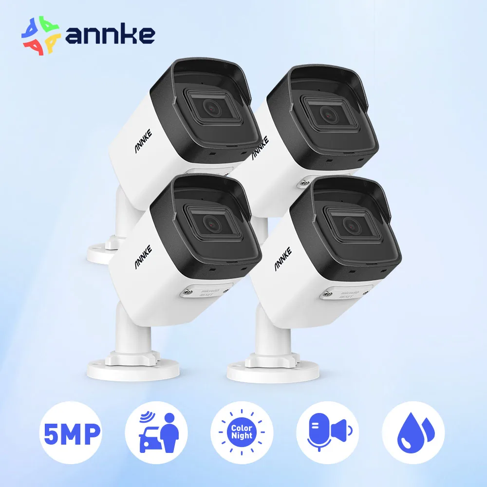 

ANNKE 4PCS C500 HD 5MP POE IP Camera Security Outdoor Indoor Audio Recording Motion detection Video Surveillance Cameras Kits