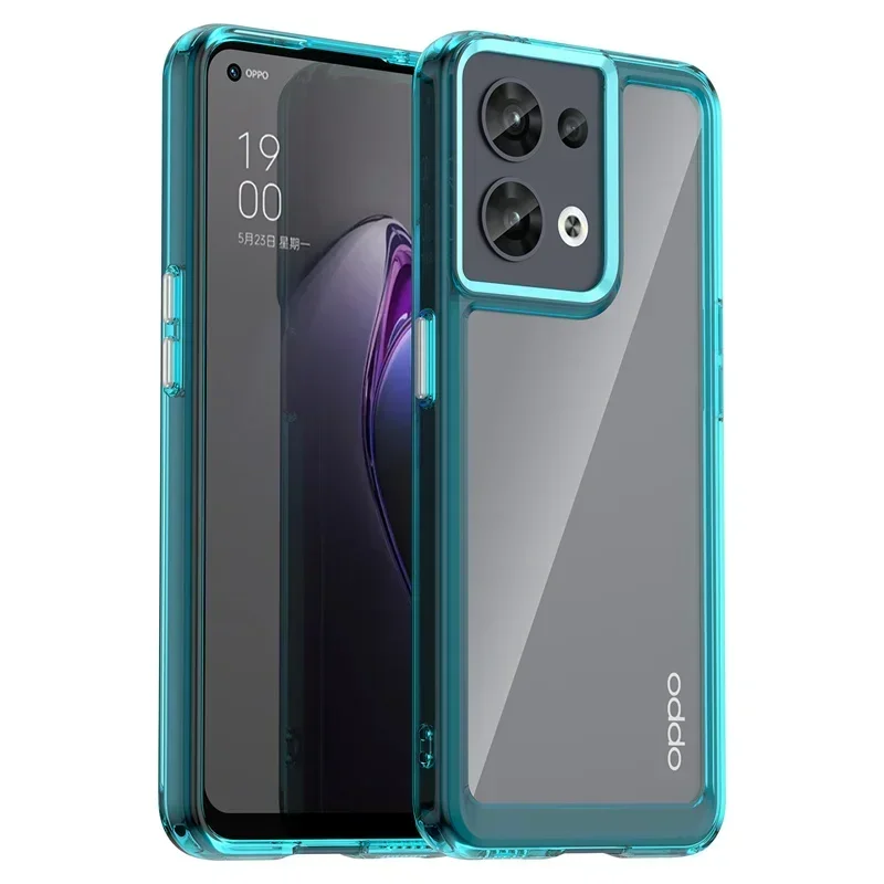 Clear Case For Oppo Find X5 Lite Reno 8T 8 7 Pro Plus 8Z 7Z A79 A98 A58 A78 5G Transparent Acrylic Hard Cover Shockproof Case