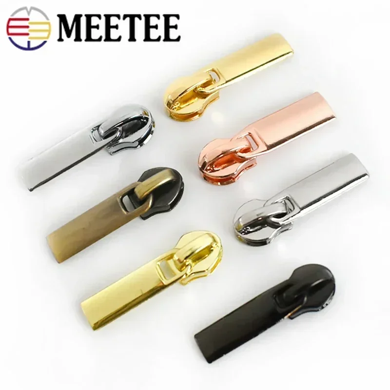 50/100Pcs Meetee Zipper Sliders for 3# 5# Nylon Zippers Puller Down Jacket Pocket Zip Head Bag Repair Kits DIY Accessories