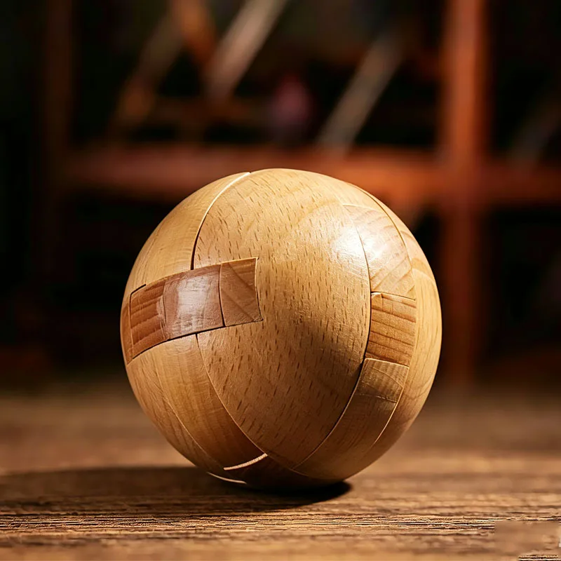 Classic Wooden Puzzle Ball Magic Brain Teasers Assembly Interlocking Toys IQ Logic Mind Challenge Games for Adults & Kids