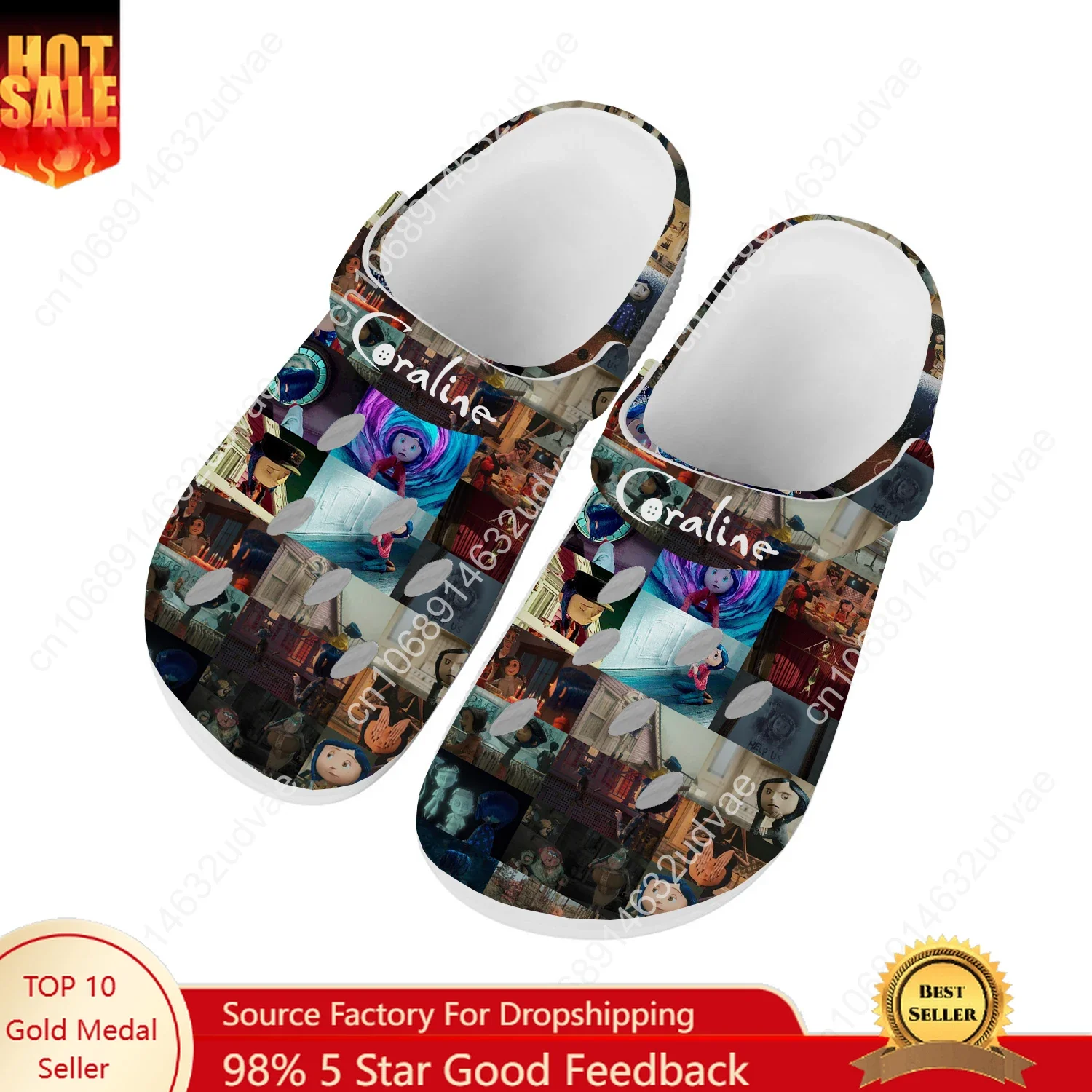

Coraline The Secret Door Water Shoes Mens Womens Comfortable Home Garden Clogs Customizd Sandals Beach Breathable Hole Slippers