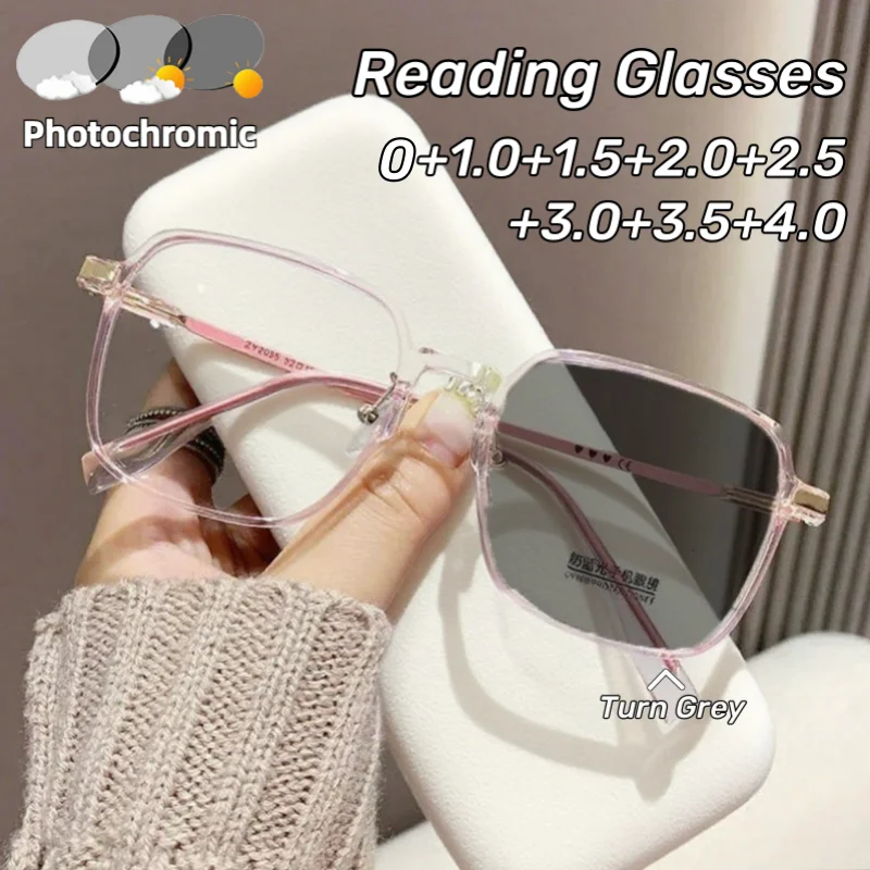 

Photochromic Presbyopia Glasses Large Frame Fashion Anti-blue Light Glasses Men and Women Reading Glasses Outdoor Goggles