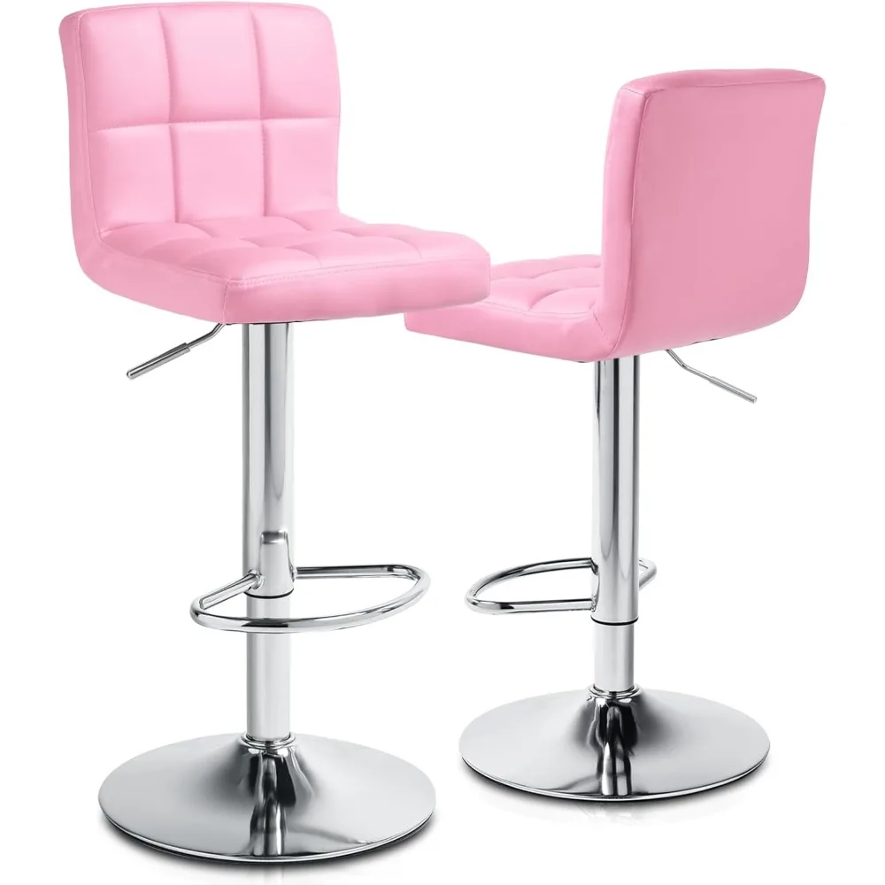 

Set of 2, Modern PU Leather Swivel Barstools w/ Back, Armless Adjustable Square Bar Chairs for Home Kitchen Pub Island