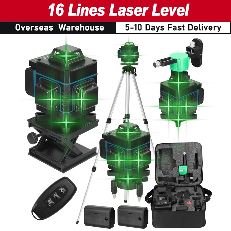 Multifunctional 16 Lines Laser Level 3° Self-leveling Function Leveling Tool Omnidirectional Ground Wall Sticker w/ 1.2m Tripod