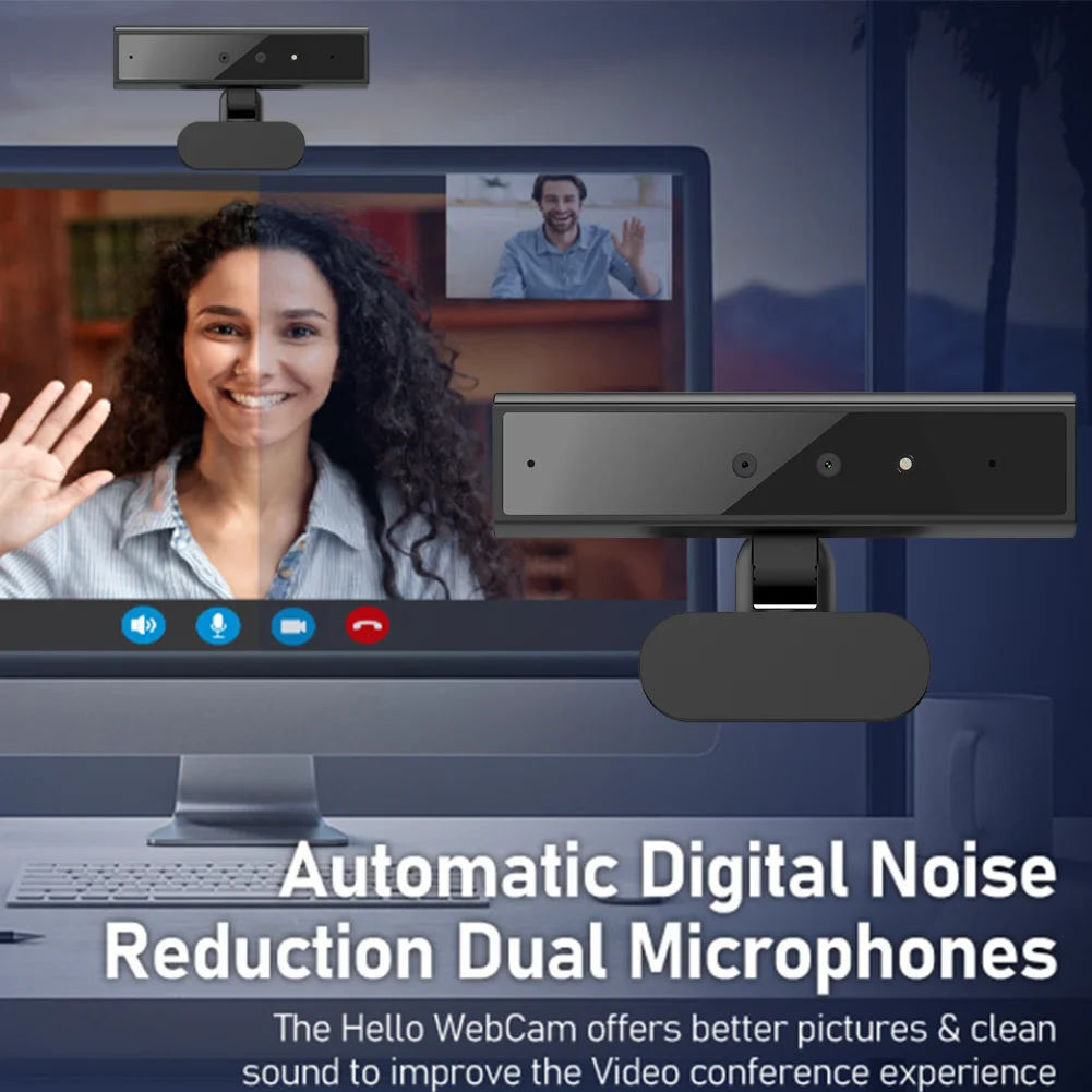 Identification Login Web Camera for Windows Hello with Base Detachable Web Camera Built-In Microphone for Streaming Conferencing