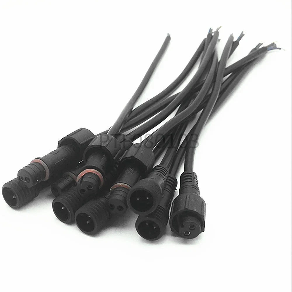 5/10/20/50/100Pairs Male To Female 2Pin 3Pin 4Pin 5Pin Jack LED Connector Waterproof IP68 BLACK Cable For LED Strips Light