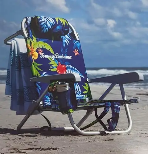 5-Position Backpack Beach Chair with Pillow (Night Floral)
