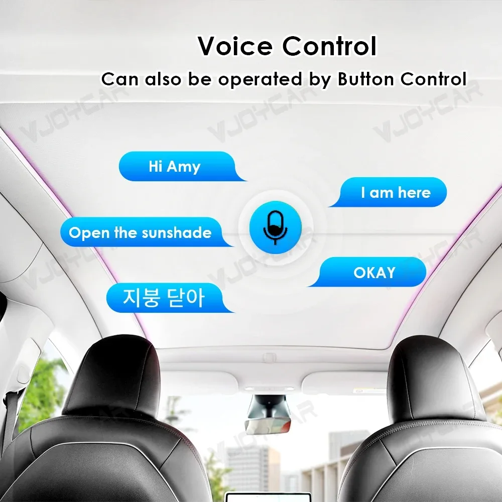 For Tesla Model Y Juniper 2025 Electric Sunshade Roof Cover One Touch Voice Control Sun Visor Anti Glare Screen Ambient Light