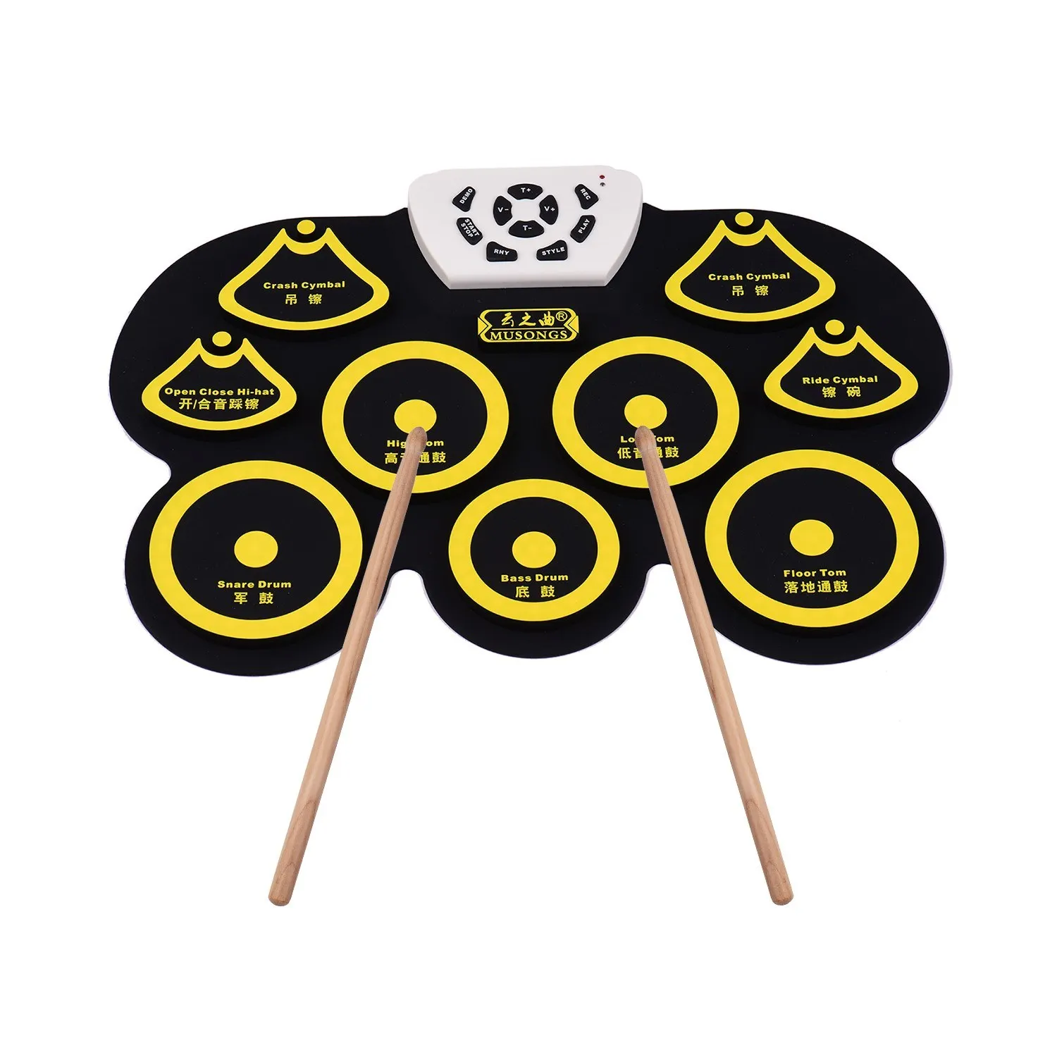 Portable Foldable Silicone Roll‑Up Electronic Drum Pad Kit USB Midi Digital Drum Set With Drumsticks And Foot Pedal For Practice