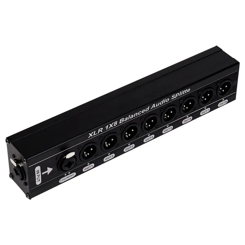 Y45A-2X XLR 1X8 Balanced Audio Splitter 1 In 8 Out 3 Pin XLR Audio Splitter Audio Signal Splitter Box