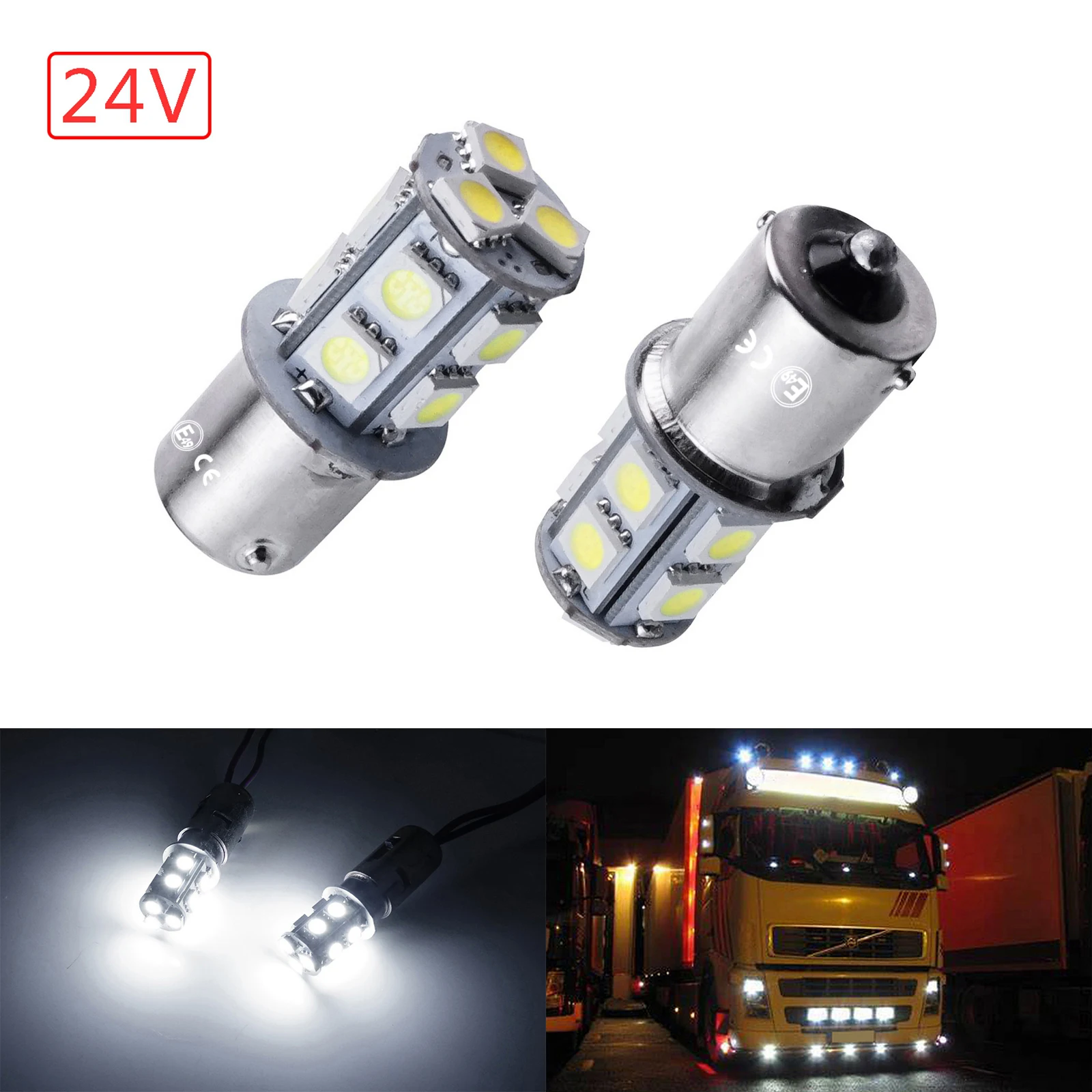 

2 HGV Грузовик 24 В P21W 1156 SMD Светодиодная лампа Боковой габаритный индикатор Поворотный фонарь