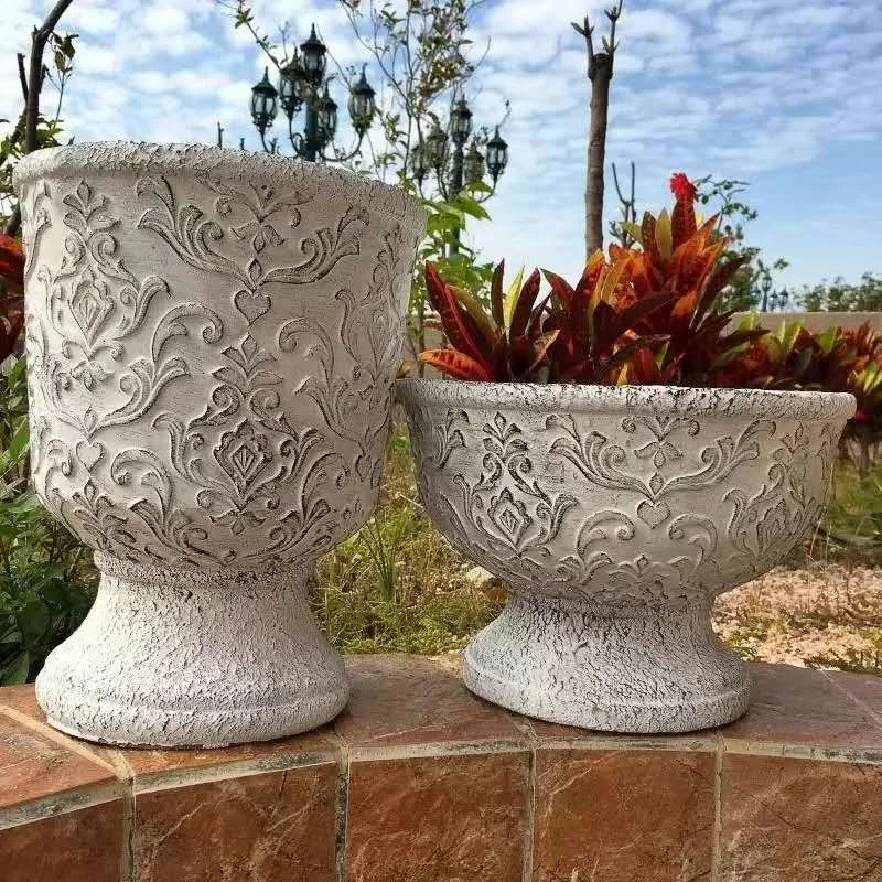 New design flower pot cement molds silicone concrete statues molds