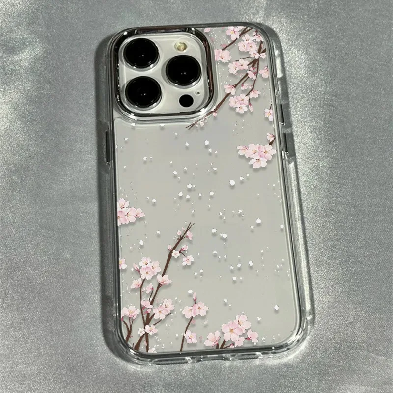 Winter First Snow Cherry Blossom Frame Soft Phone Case For iPhone 17 17Air 16 15 14 13 12 11 Pro Max XS X XR 7 8 Plus 16E Cover view 5