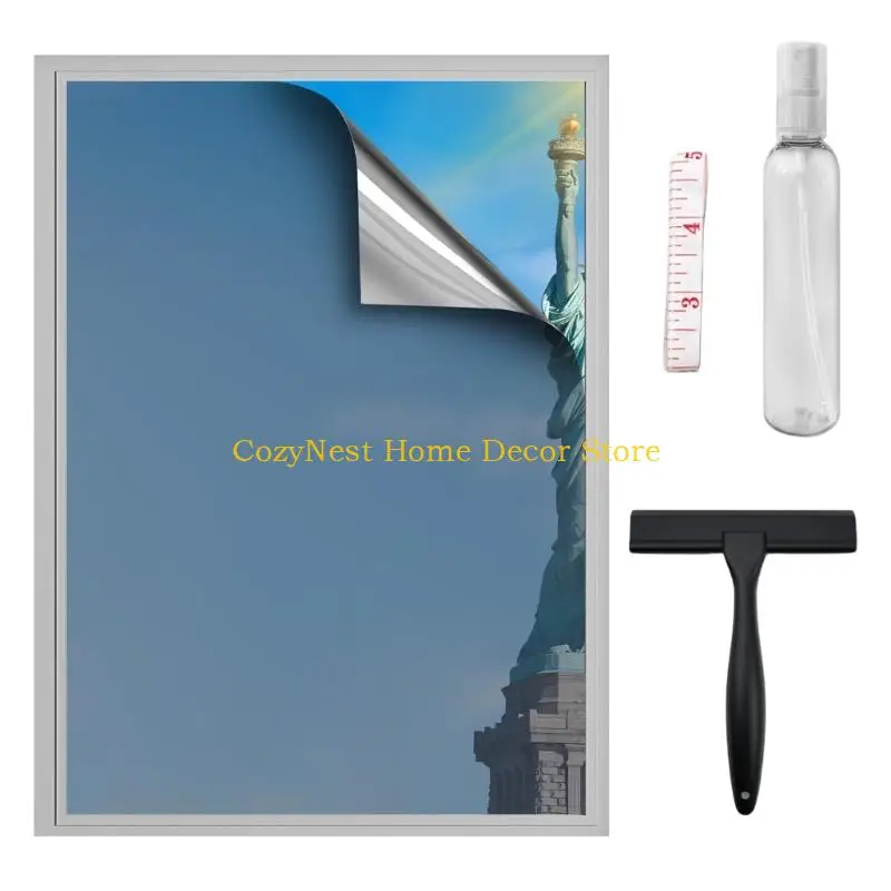 92MF Elegant Blue Silver Window Film 60x200cm Reduces scowl And Saves Electricity