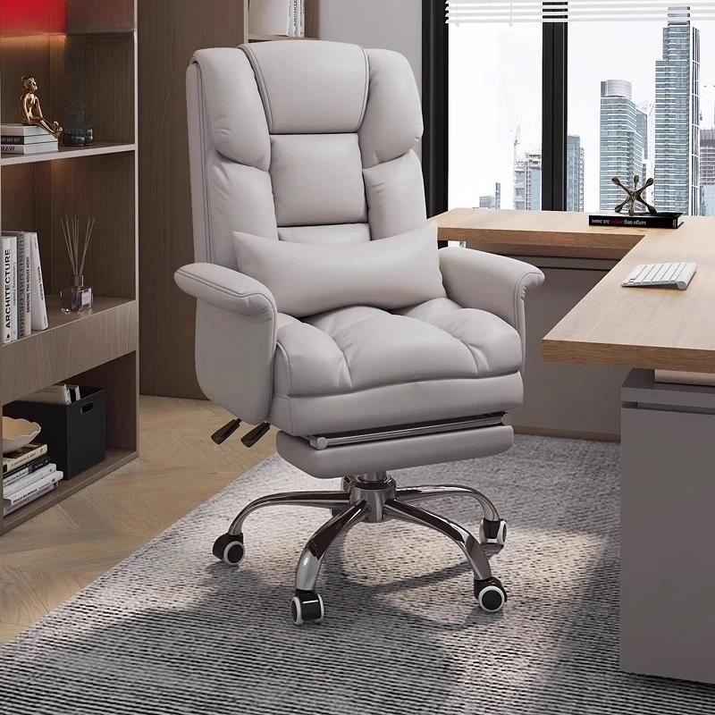

Wheels Adjustable Office Chair Ergonomic White Recliner Leather Office Chair Leather Computer Cadeira De Escritorios Furniture