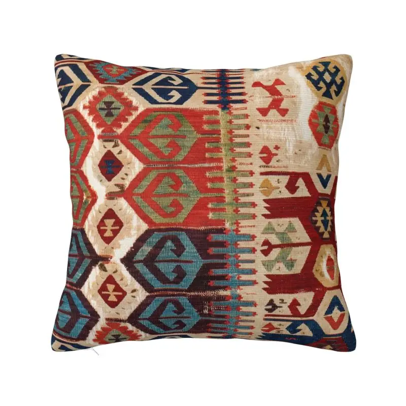 Aksaray Tribal Antique Turkish Kilim Print Cushion Cover Velvet Bohemian Ethnic Art Pillow for Sofa Car Pillowcase Home Decor