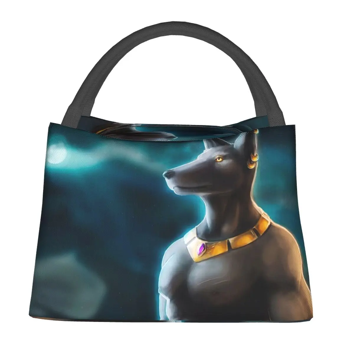 Egyptian God Anubis Art Lunch Bags Insulated Bento Box Resuable Lunch Tote Picnic Bags Thermal Bag for Woman Kids School