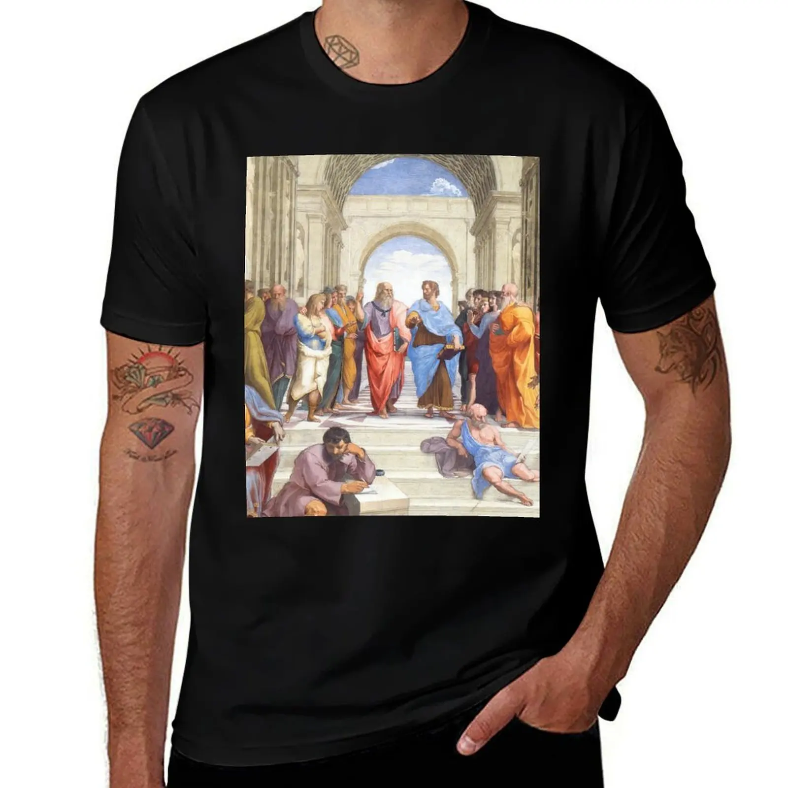 Renaissance Art Raphael's The School of Athens (1511) T-Shirt Vintage Style Printed Top T-Shirt