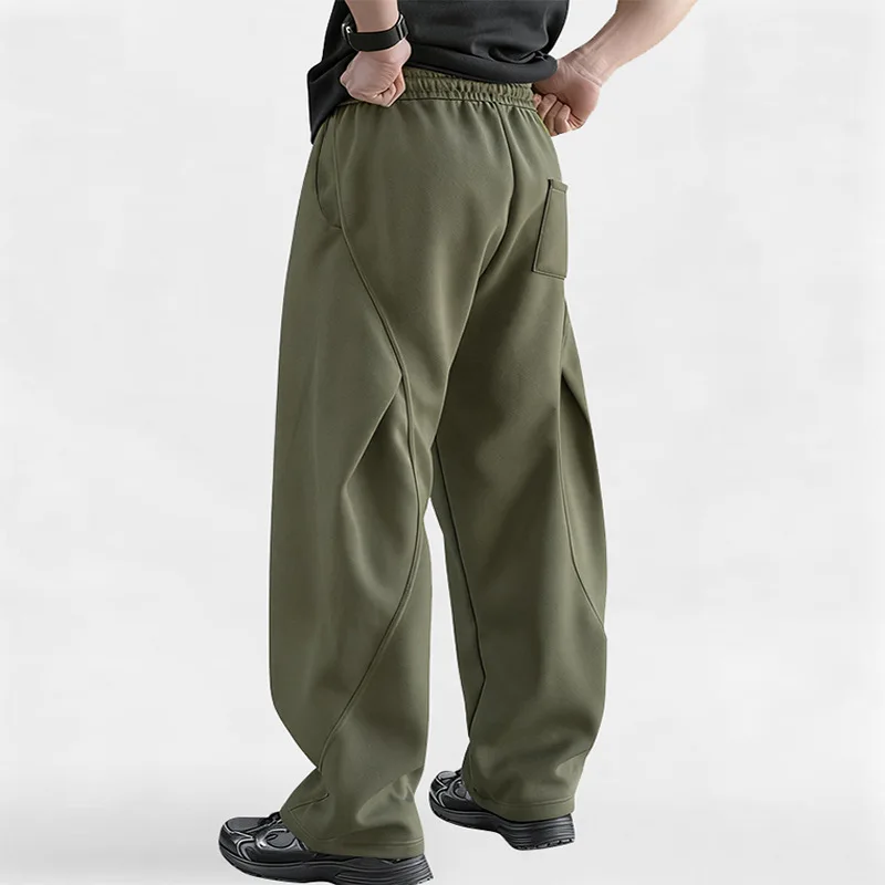 Chic Stitching Hip Hop Oversized Sweatpants for Men American Y2K Wide Leg Trousers Man Elastic Waist Drawstring Baggy Pants Male