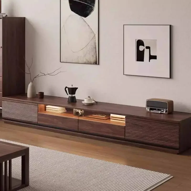 Minimalist Sophisticated Stable Oak Tv Cabinet Contemporary Versatile Walnut Convenient Tv Cabinet Meuble Salon Media Furniture