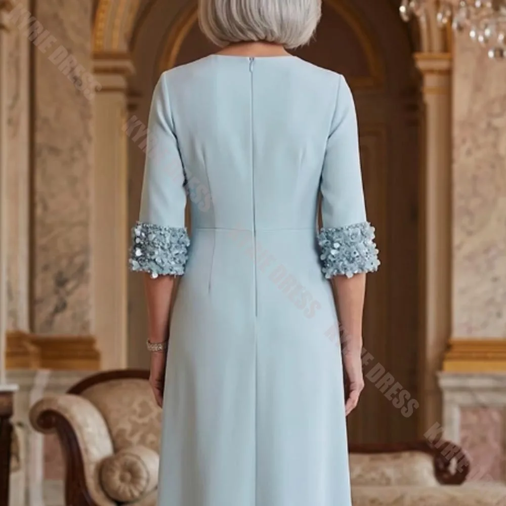 Elegant Mother of The Bride Dresses 2026 Customized Boat Neck Applique 3/4 Sleeves Women Wedding Guest Gowns Party Evening Dress