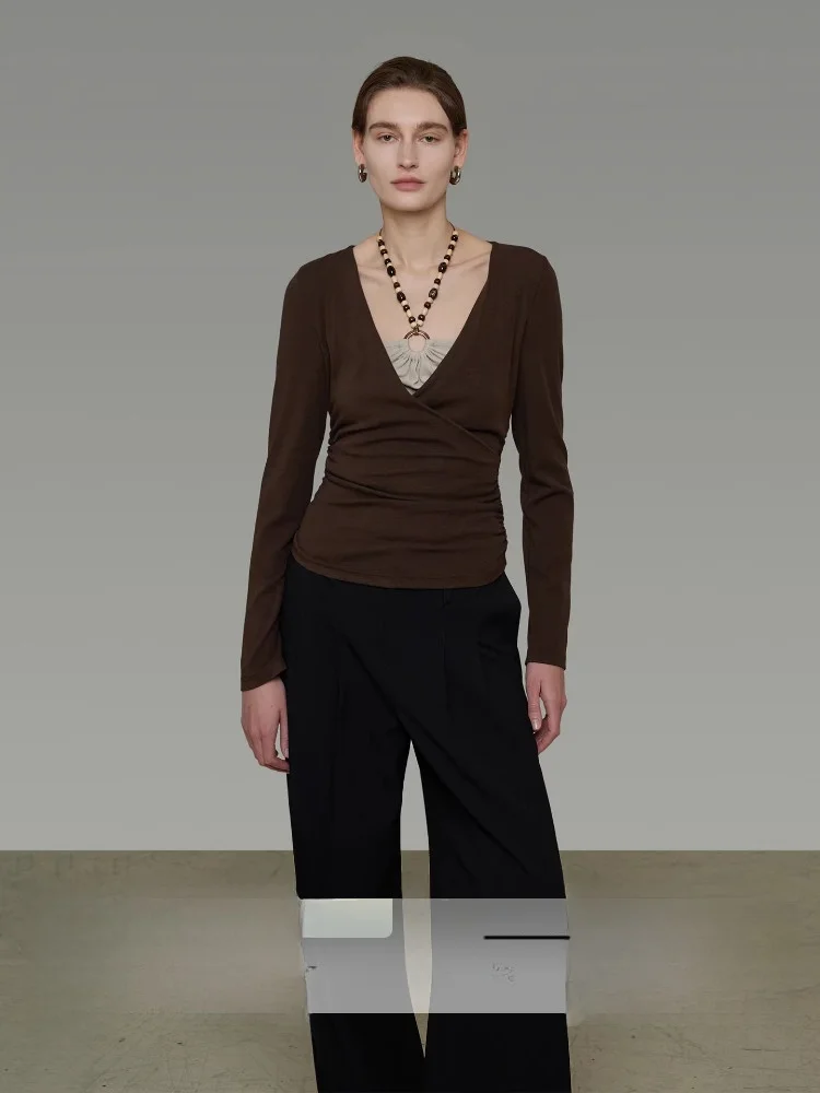 

Женский топ Slim Fit из трикотажа с длинным рукавом, вязаный, с цветовыми блоками, в винтажном стиле, для повседневной носки, весенняя мода