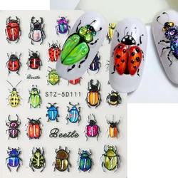 5D Beetle Bug Nail Art Sticker Decals Ladybug Glowworm Longicorn Jelly Nail Art Decorations Acrylic Adhesive Gel Slider Manicure