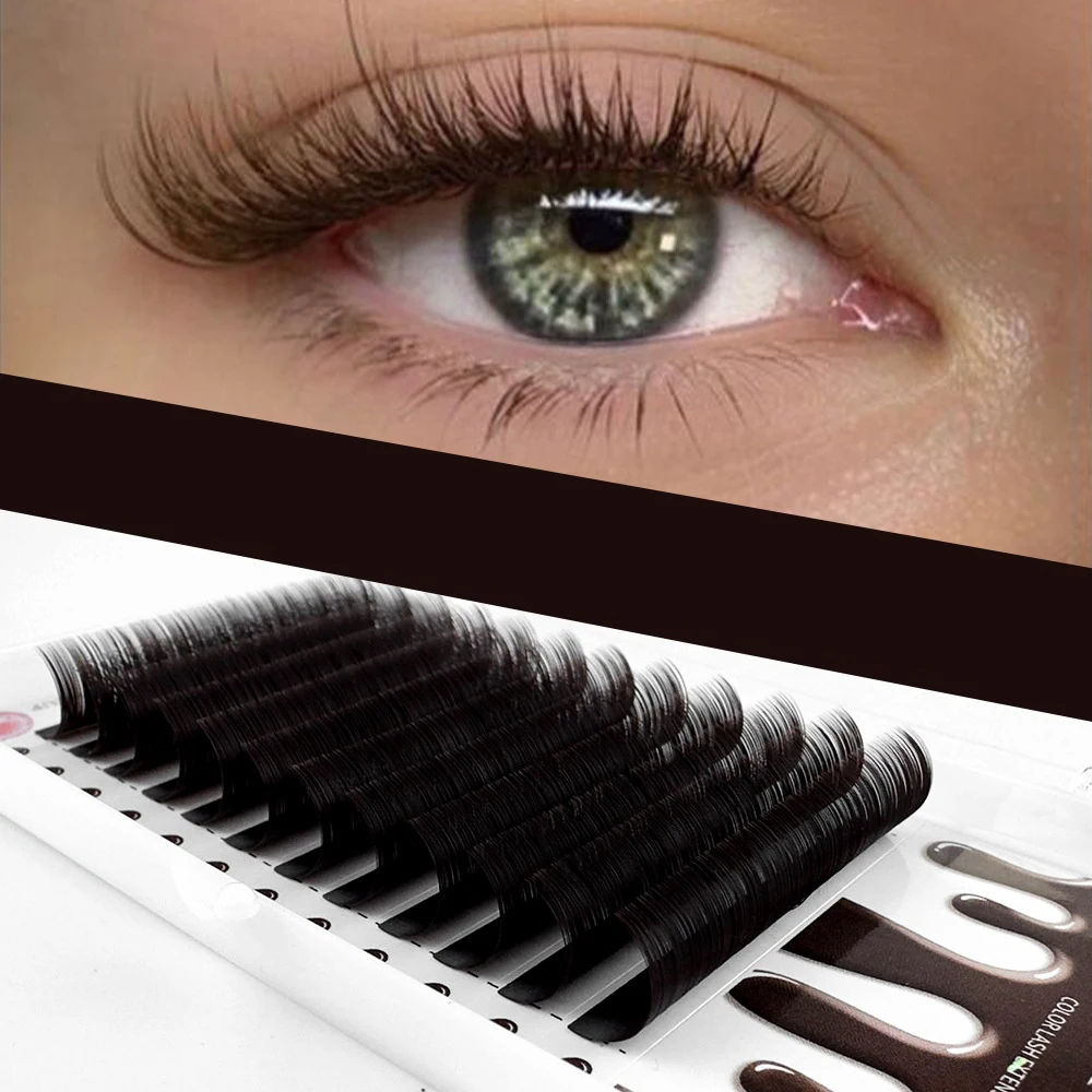 Pestañas postizas rusas de 8-15mm, color marrón café oscuro, para extensión, pestañas postizas injertadas naturales suaves hechas a mano, suministros de maquillaje