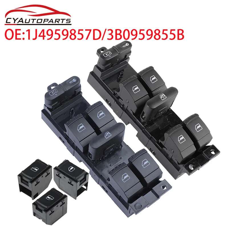 Nuevo Botón Interruptor de Elevalunas Eléctrico para Automóvil 3B0959855B para Volkswagen VW Passat B5 Bora Golf 4 MK4 Seat Leon Toledo 1J4959857D