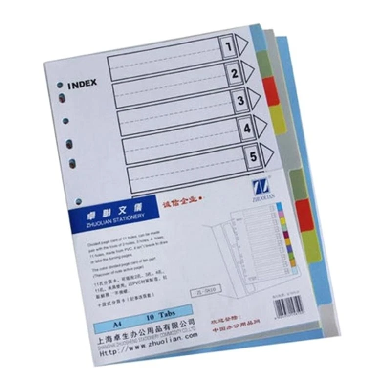 

97QB 2x/Set Multifunctional Binders Dividers A 4 File Dividers Subject Dividers