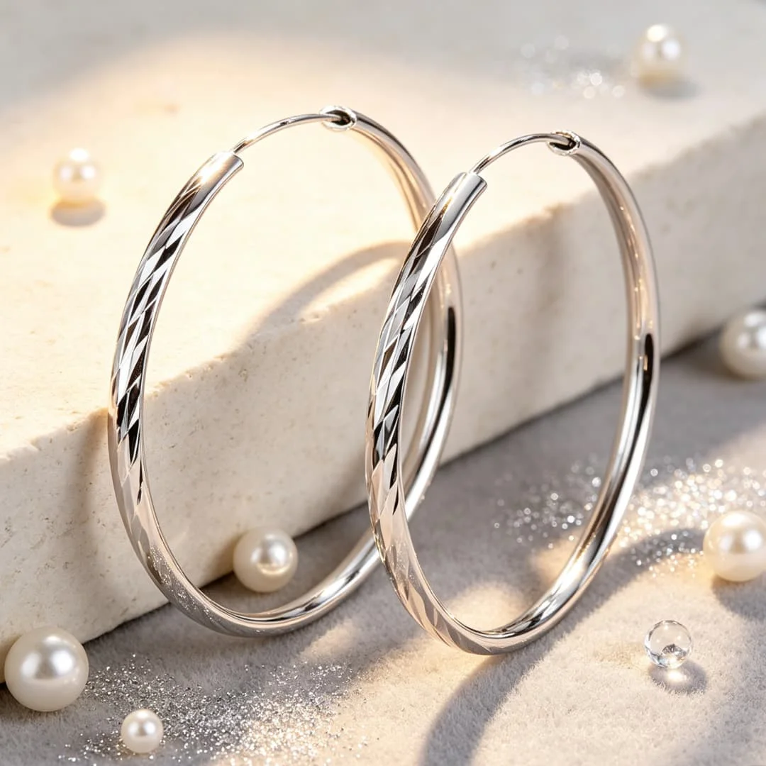 Charms 925 Sterling Silver Hoop Pattern Earrings for Women Lady 5CM Diameter Hot Wedding Party Fashion Jewelry Couple Gift