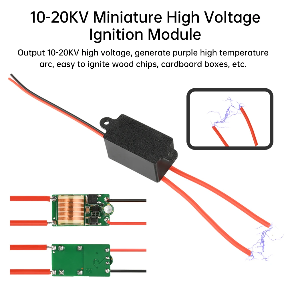 DC4.2-9V إلى التيار المتناوب 10-20KV وحدة الإشعال الجهد العالي الصغيرة مع التبديل 10 واط الأرجواني ارتفاع درجة الحرارة قوس لتقوم بها بنفسك جهاز الإشعال الصغيرة