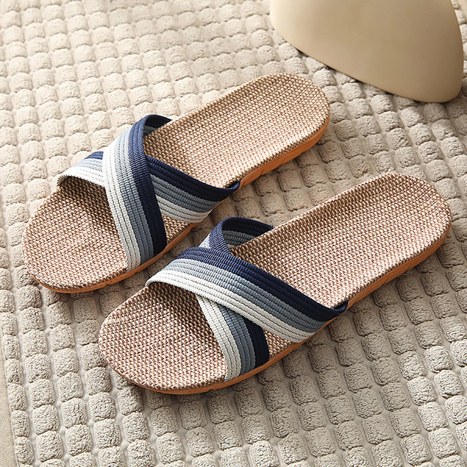 Summer Home Slippers Linen Breathable Home Slippers Color Matching Indoor Casual Sandals Home Relaxation And Comfortable Daily