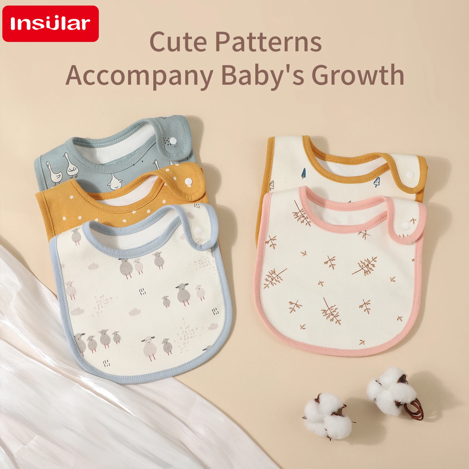 

Infants Saliva Towel U Shape 1-3Y 100% Cotton Newborn Soft Burp Cloths Baby Bibs 3 Layers Adjustable Insular Feeding Scarf