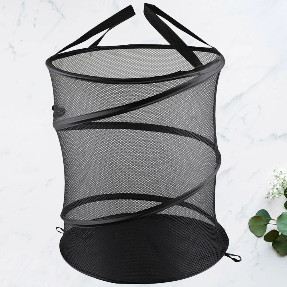 

Mesh Laundry Hamper Basket for Clothes Black Container Bins Dirty Foldable Storage Back Door