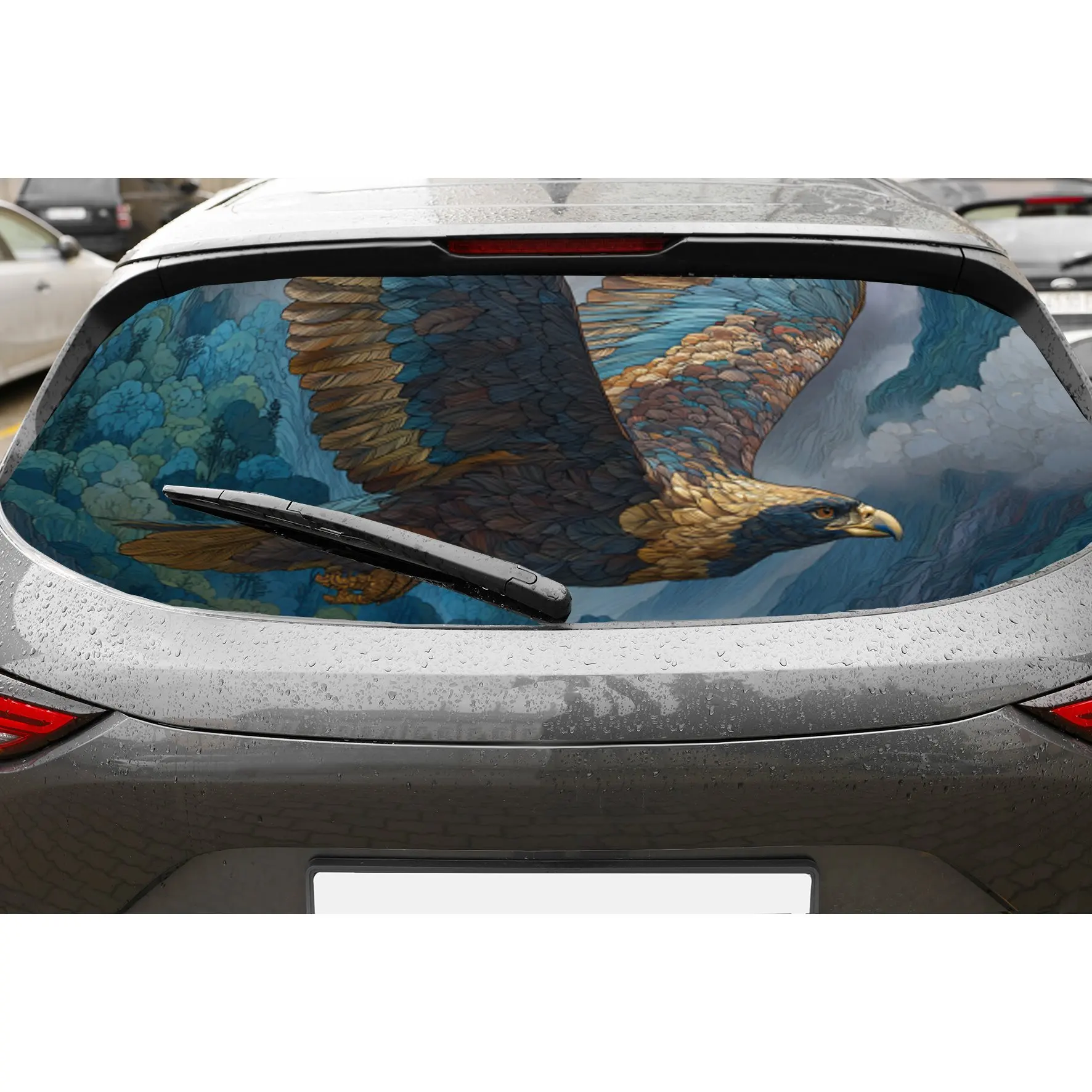 

Abstract art blue eagle car rear window vinyl wraps sticker,auto art sticker,self-adhesive waterproof rear window decoration,gen