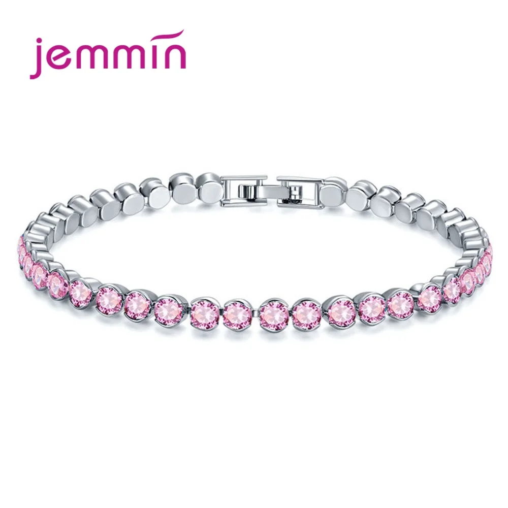 New Shinning Crystals Zircon Tennis Chain Bracelets Woman Fashion 925 Silver Wedding/Engagement Jewelry CZ Bangles 19cm