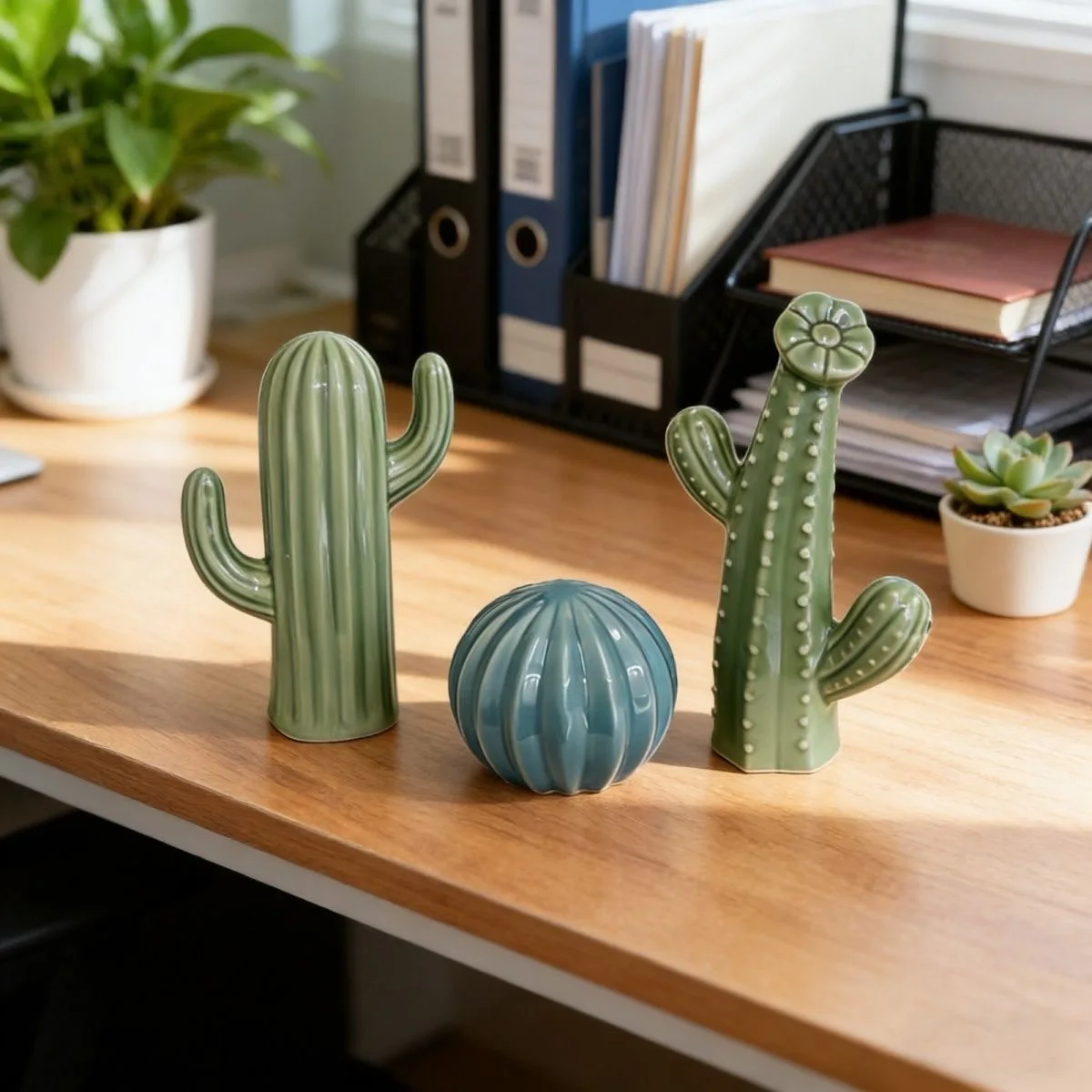Home And Garden Decorations For Home 2026 Ceramic Cactus Aesthetic Room Decor Green Cactus Ornaments Home Decor Holiday Gift