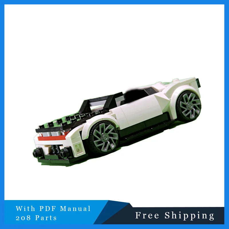 208 PCS Creative Cool White Speed Sports Car Technology Modular MOC Supercar Building Block Model Children Puzzle Assembly Gift