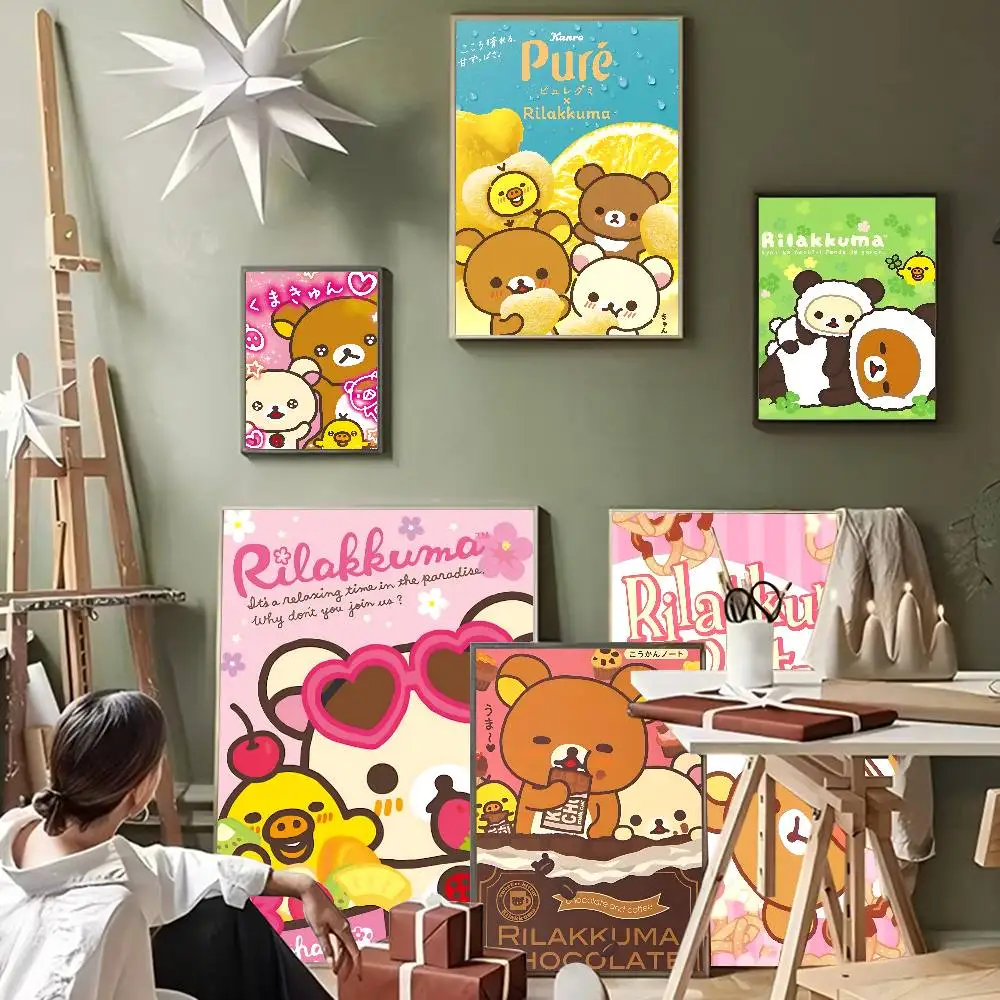 Cute Cartoon R-Rilakkuma Movie Vintage Posters Sticky Vintage Room Home Bar Cafe Decor Kawaii Room Decor