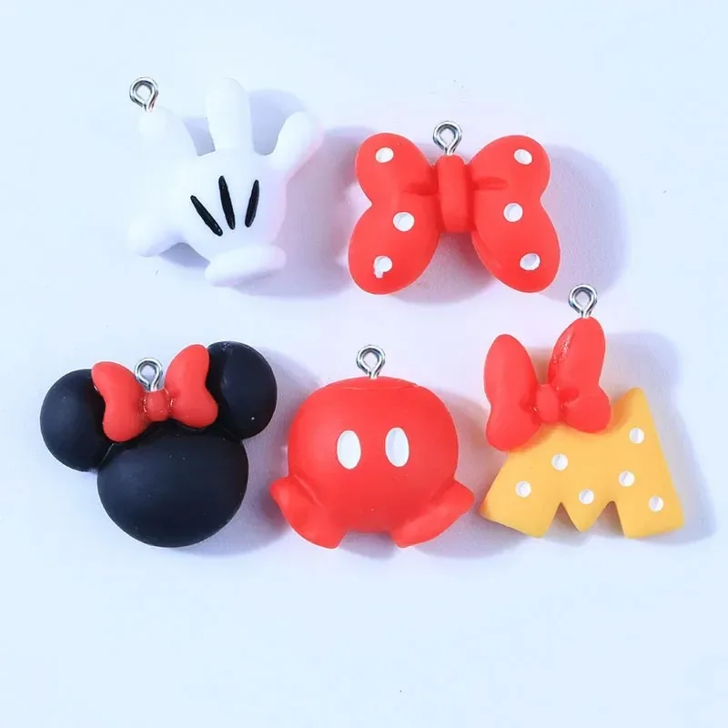 10 Stück Kawaii Cartoon-Maus-Schleifen-Anhänger aus Harz, DIY-Zubehör für Halsketten, Ohrringe, Armbänder und Schmuckherstellung – Detail 1