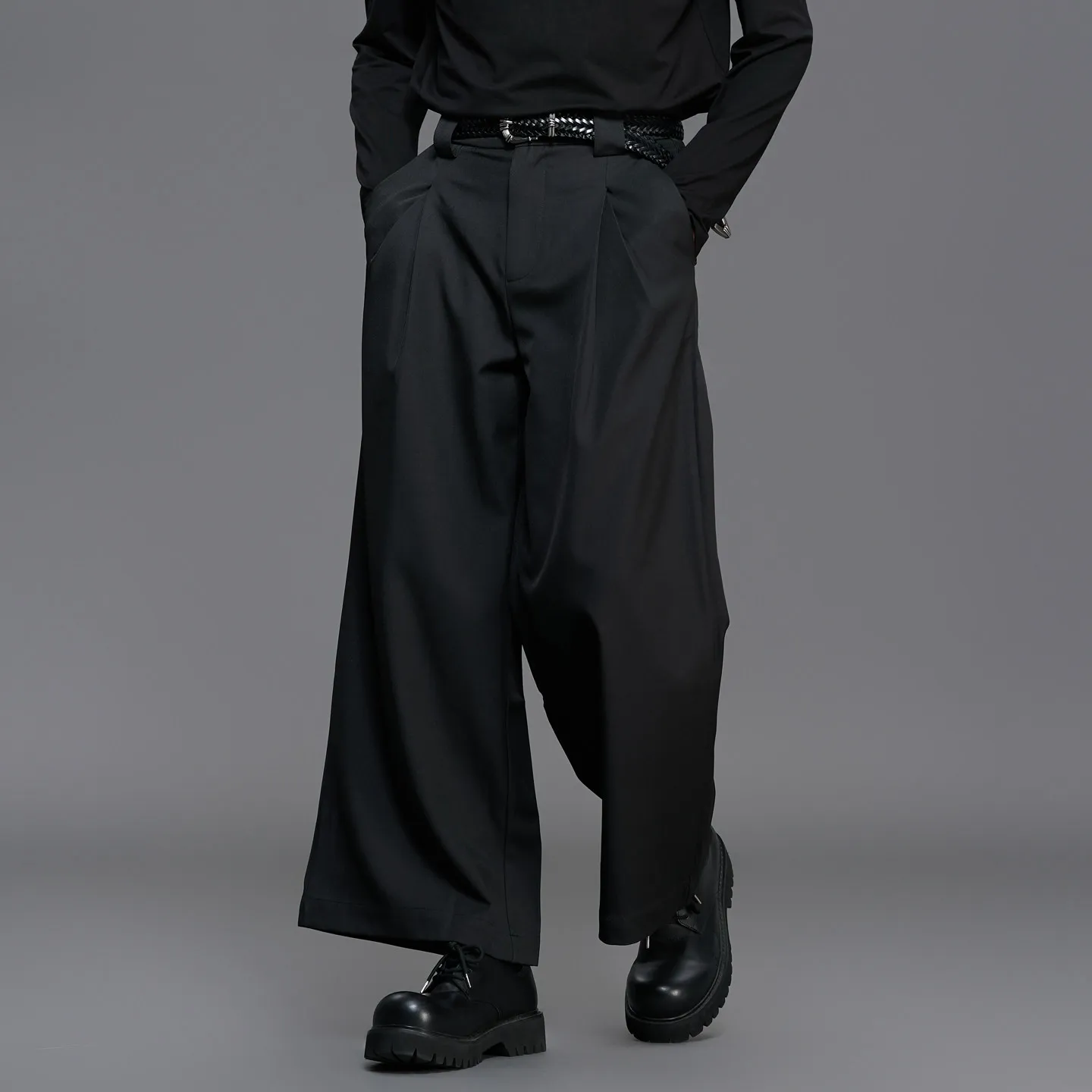 2026 Autumn Cut High-Grade Fashionable Dark Style Minimalist Fashion Black Men's Casual Suit Pants