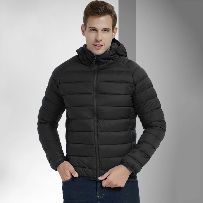 2024 Warm Men's Jacket Parkas Coat Casual Autumn Winter Thin Hooded Cotton Padded Jacket Waterproof Outdoor Travel Climbing Coat