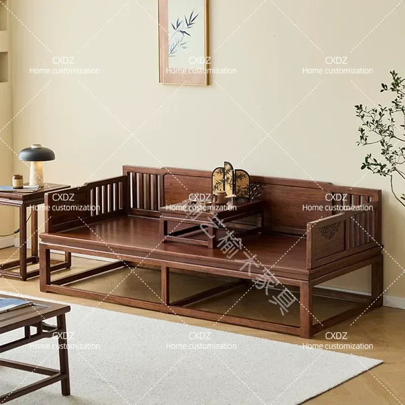 Arhat Bed All Solid Wood Push Sofa Bed Old Elm Zen Living Room Broaching Bed Two