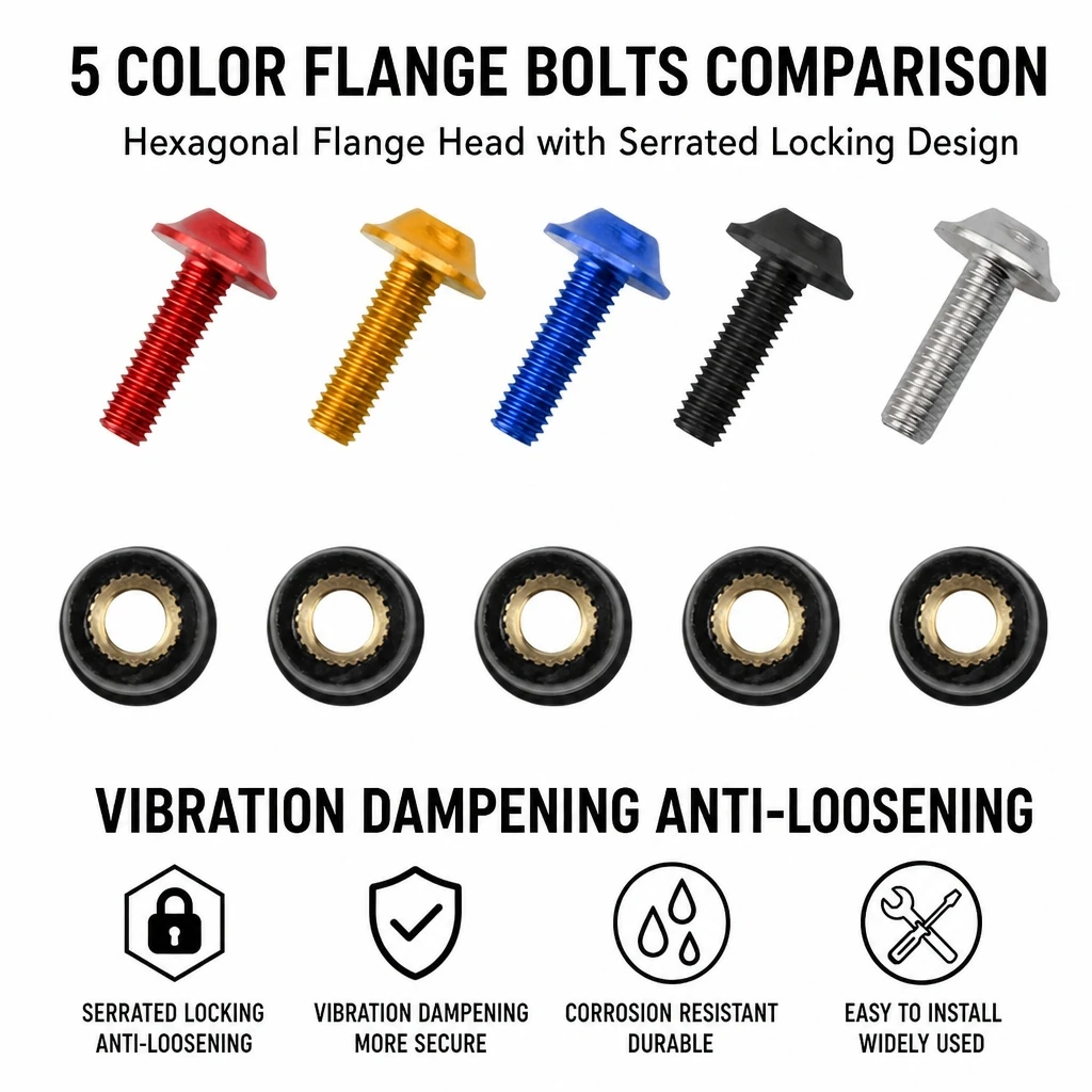 5mm CNC Aluminum Windscreen Fastener Screws Kit 10 Pcs Motorcycle Fairing Bolt Set With Gaskets Rubber Sleeves Allen Wrench