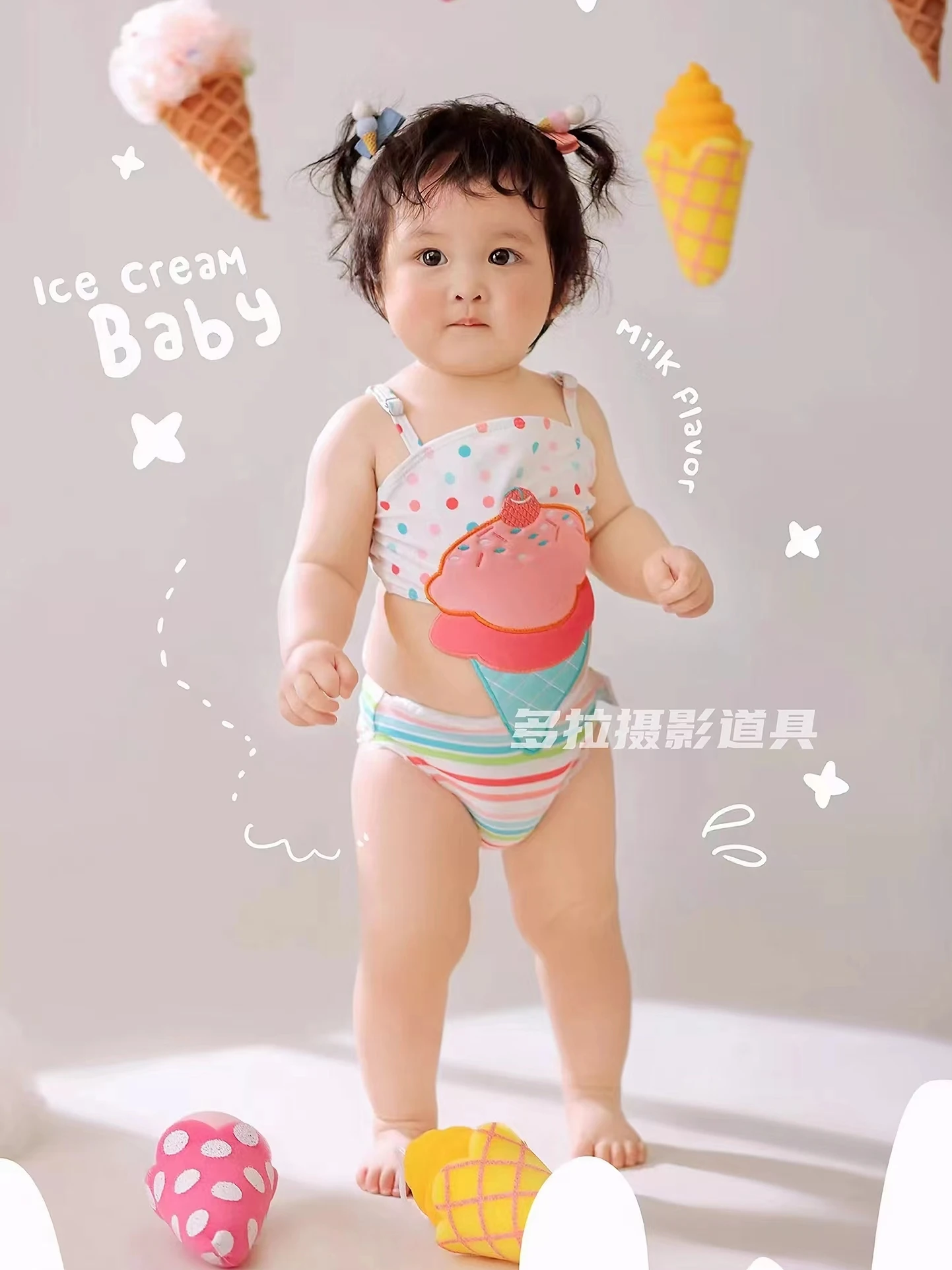 Childrens photography clothing summer ice cream swimwear baby hundred day photos annual photos photography clothing 신생아촬영