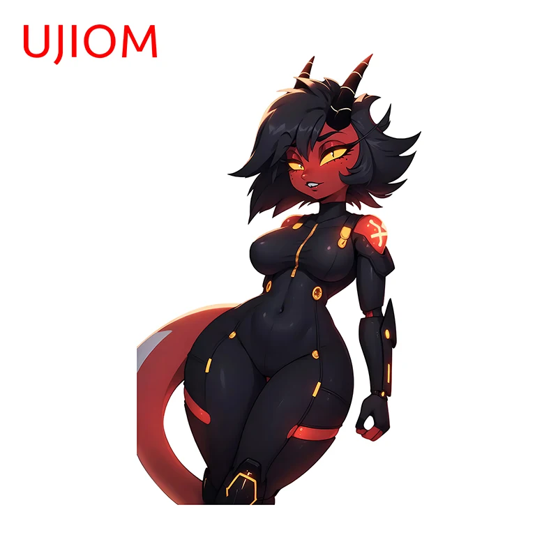 UJIOM مثير ميلي قرون الشيطان الجدار ملصق كبير الصدر الدائمة الموقف حية الكتابة على الجدران ملصق لاصق خلفية ديكور المنزل #6