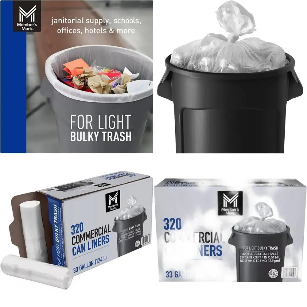 

33 Gallon Capacity Commercial Waste Bags, 20 Count per Roll, 16 Rolls Totaling 320 Bags