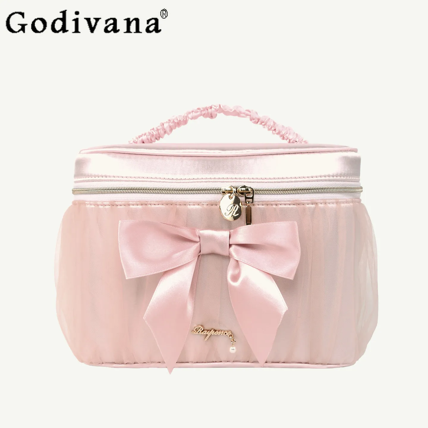 

Japanese Girl Sweet Bow Mesh Cosmetic Bag Large Capacity Travel Convenient Storage Bag